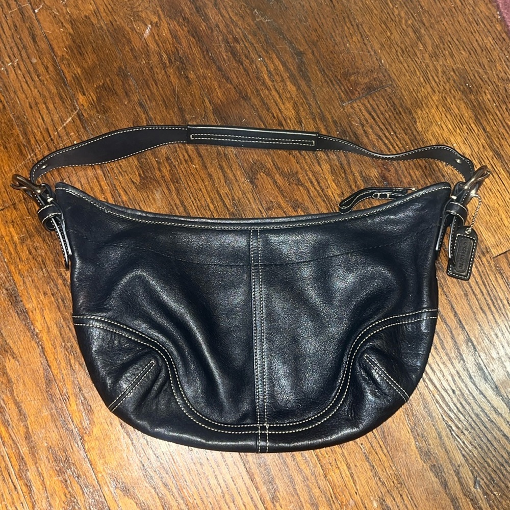 Coach shoulder bag- black and silver